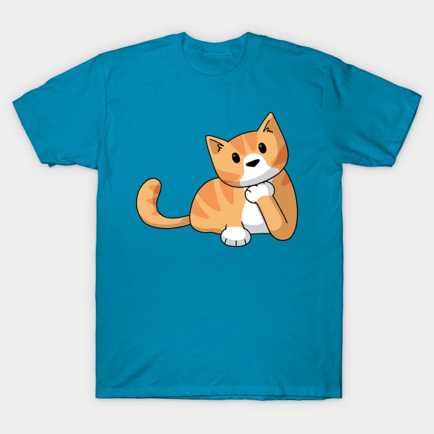 Ginger Cat Listening T-Shirt by Doodlecats 